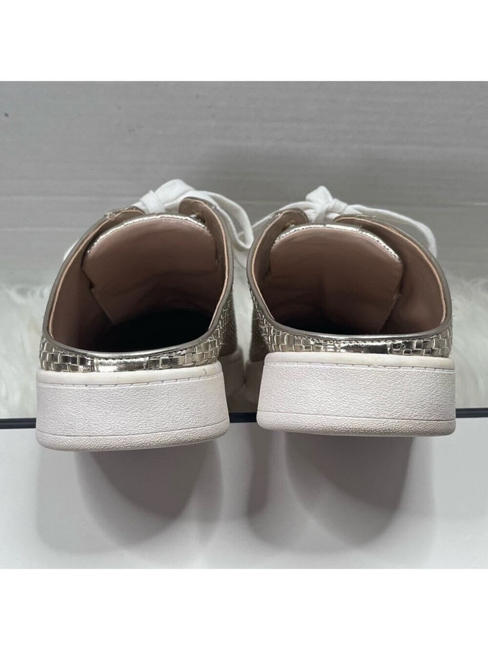 White House Black Market Gold Metallic Mule Sneakers Size 8 - Picture 7 of 11